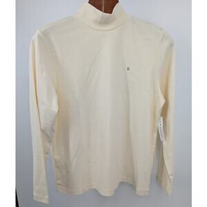 NWT 100% Cotton Kim Rogers Long Sleeve Cream Turtleneck Pullover Sweater Size XL